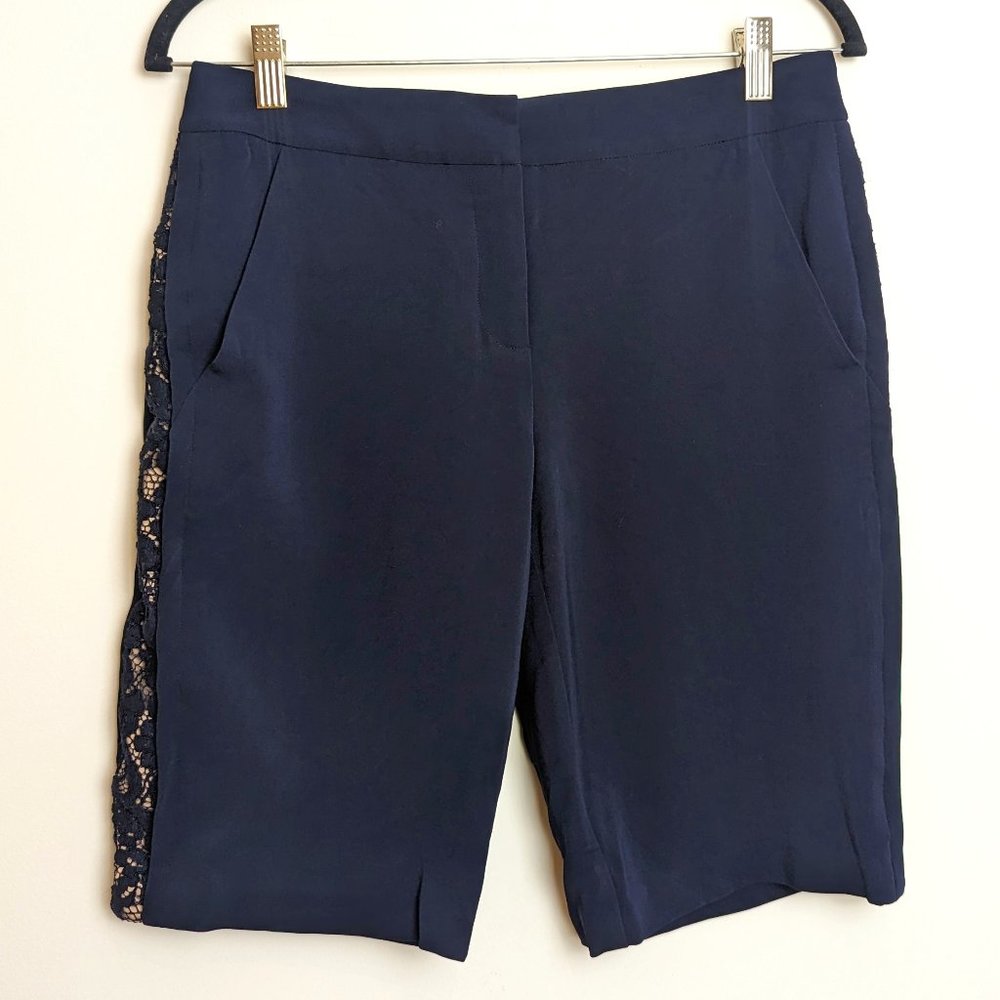 Rebecca Taylor Suiting Shorts with Lace Detail
